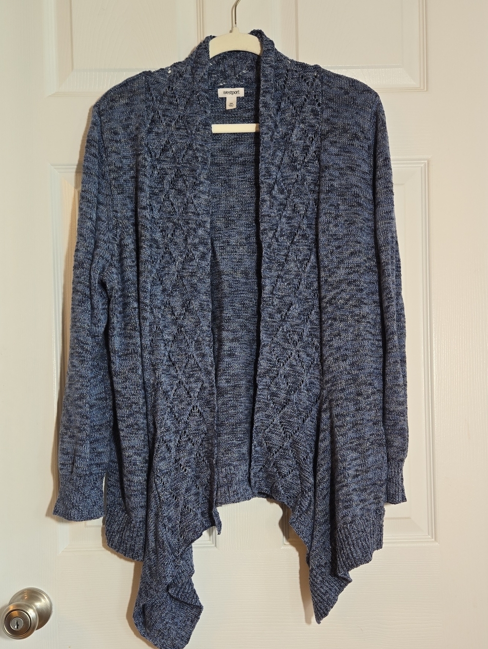 Westport Navy Blue Open-Front Cable Knit Cardigan Size 2X